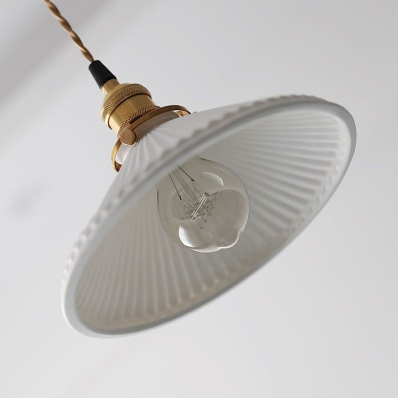 Lámpara colgante de cerámica de estilo japonés con pliegues retro
