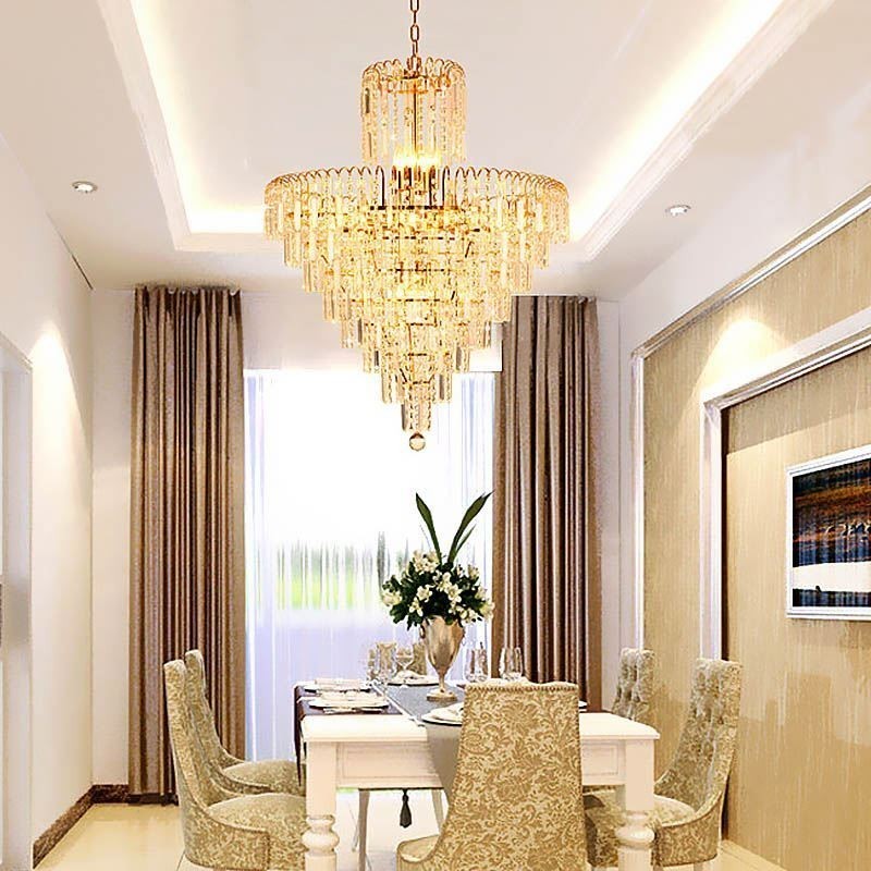 Lámpara colgante cónica de cristal moderna y elegante