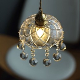 Lámpara colgante moderna de cristal en miniatura, 1 luz, accesorio decorativo.