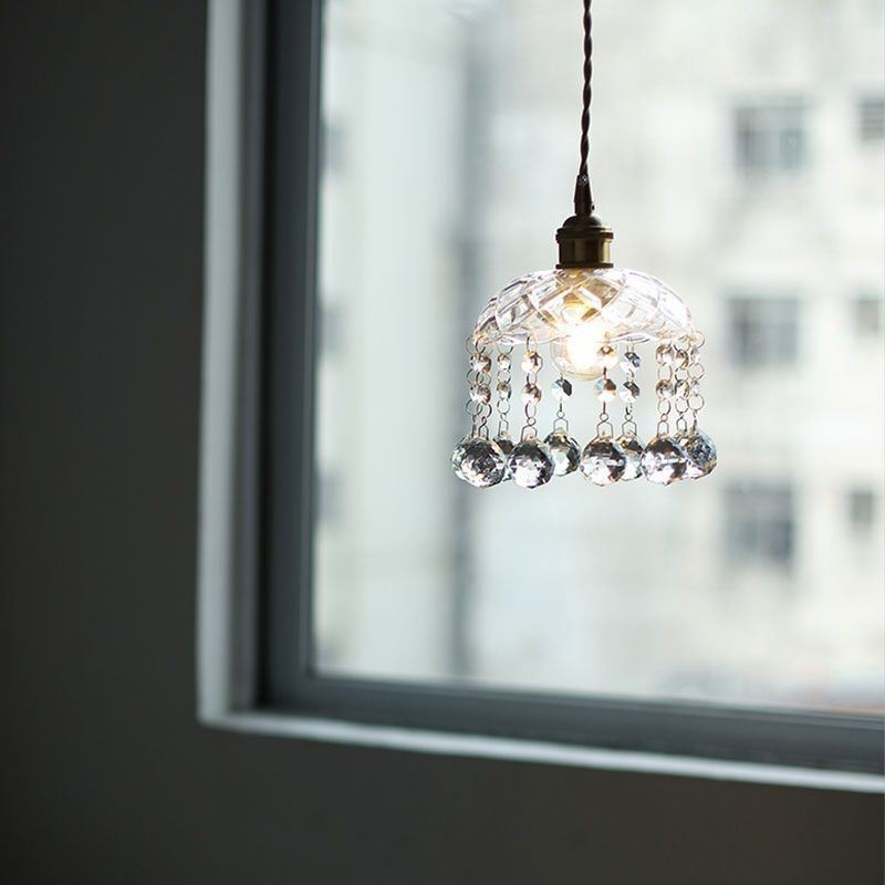 Lámpara colgante moderna de cristal en miniatura, 1 luz, accesorio decorativo.