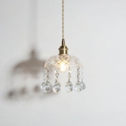 Lámpara colgante moderna de cristal en miniatura, 1 luz, accesorio decorativo.
