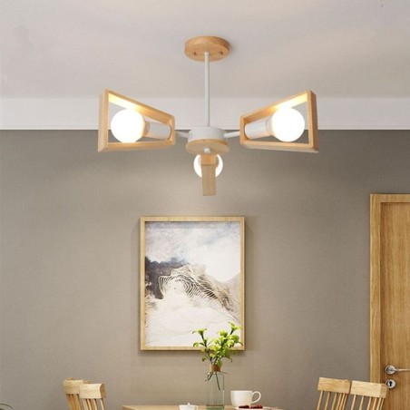 Lámpara colgante de madera elegante y moderna con forma de abanico Lámpara colgante de madera elegante y moderna con forma de abanico