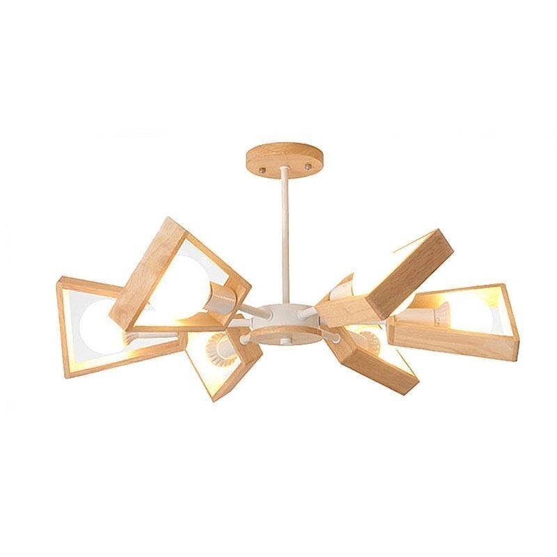 Lámpara colgante de madera elegante y moderna con forma de abanico