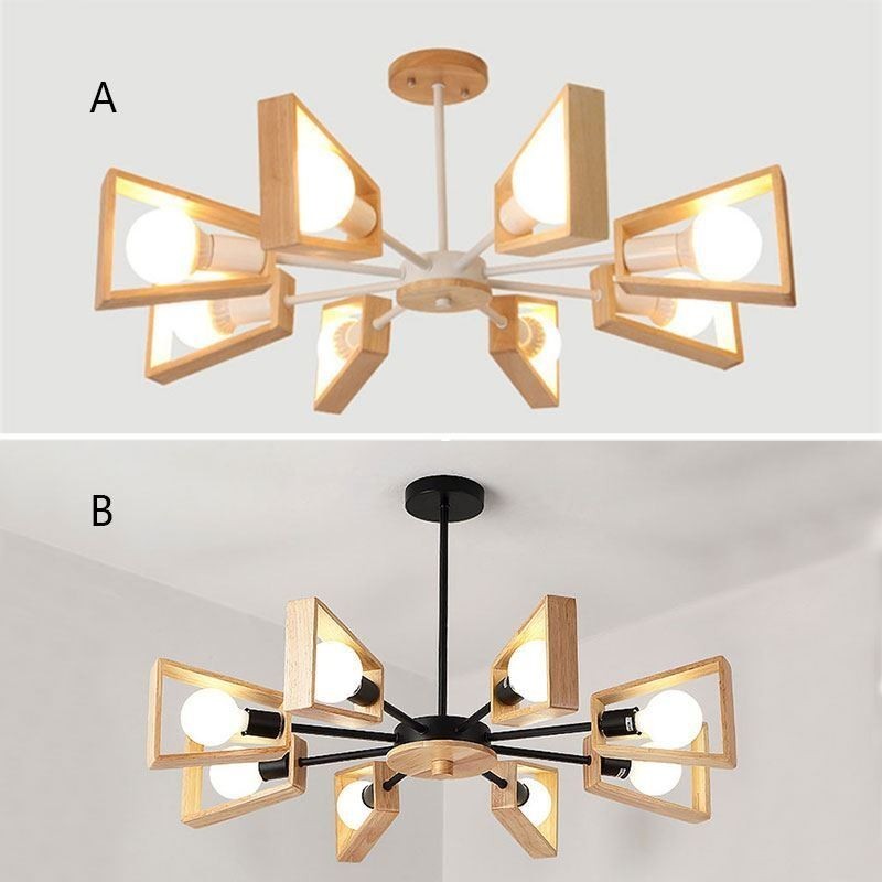 Lámpara colgante de madera elegante y moderna con forma de abanico