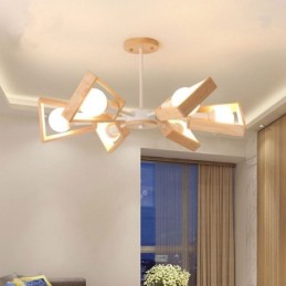 Lámpara colgante de madera elegante y moderna con forma de abanico