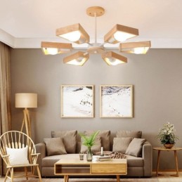 Lámpara colgante de madera elegante y moderna con forma de abanico