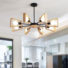 Lámpara colgante de madera elegante y moderna con forma de abanico