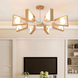 Lámpara colgante de madera elegante y moderna con forma de abanico