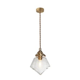 Lámpara colgante de cristal con forma de diamante de 1 luz, accesorio de iluminación de cristal con burbujas