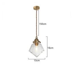 Lámpara colgante de cristal con forma de diamante de 1 luz, accesorio de iluminación de cristal con burbujas