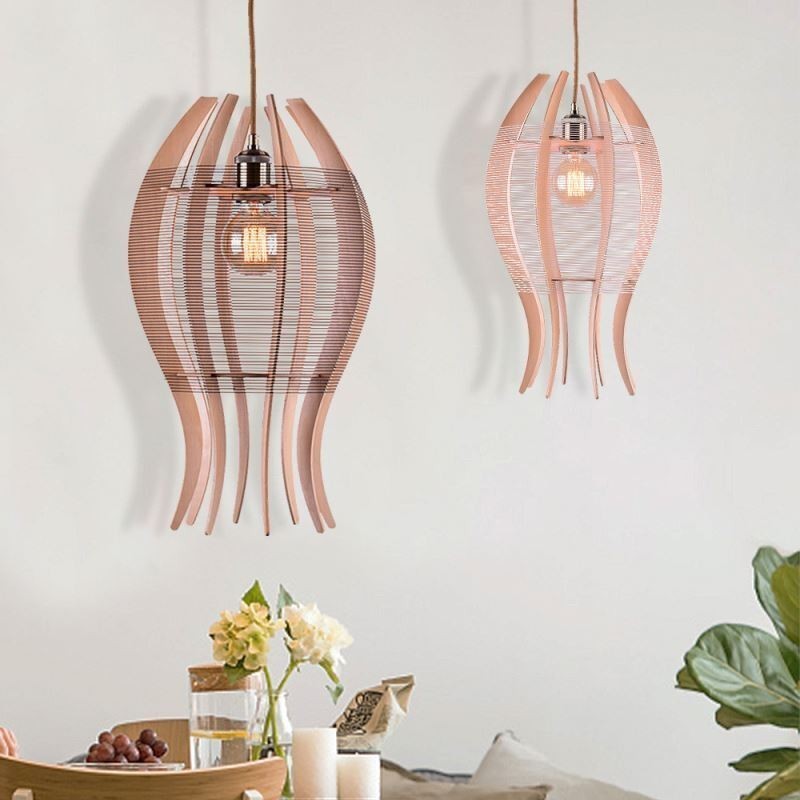Lámpara colgante nórdica de madera con forma de pez DIY
