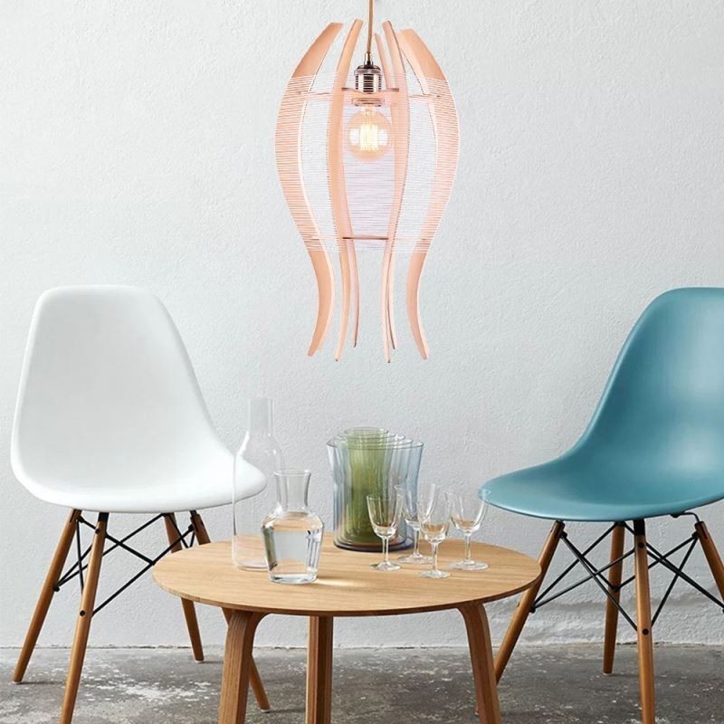 Lámpara colgante nórdica de madera con forma de pez DIY
