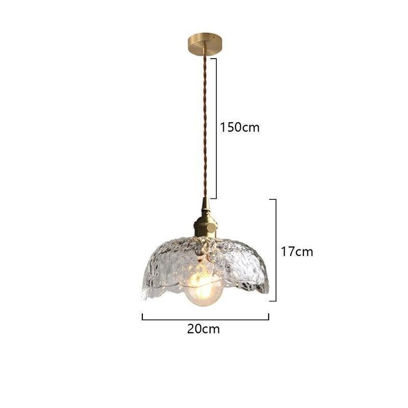 Lámpara colgante de vidrio de latón irregular Lámpara de techo de vidrio martillado
