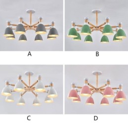 Lámpara colgante nórdica Macaron, lámpara de araña creativa de madera