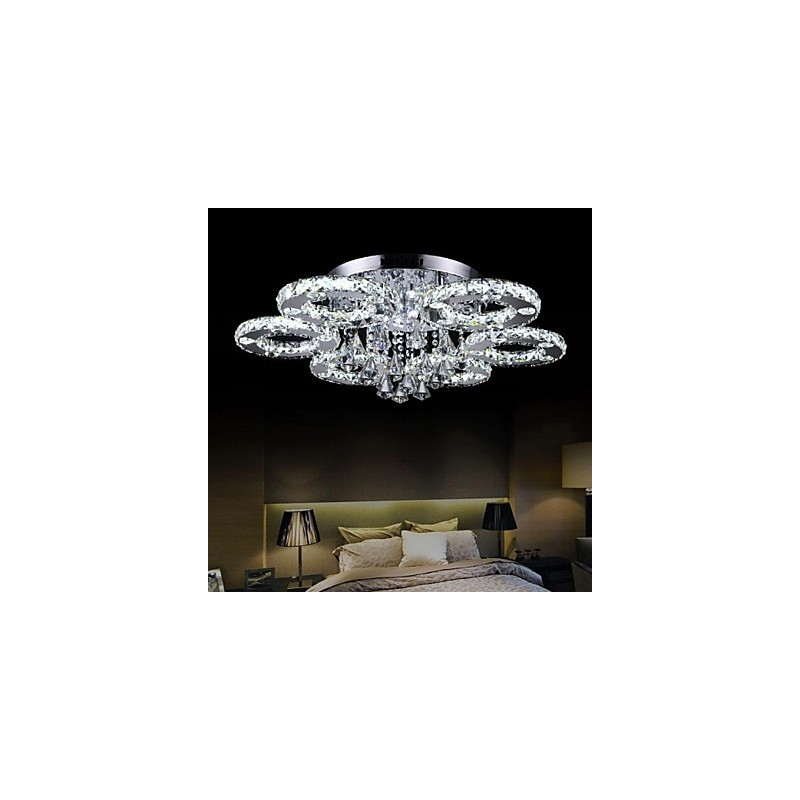 Lámpara de techo moderna contemporánea de metal cromado y cristal