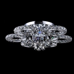 Lámpara de techo moderna contemporánea de metal cromado y cristal