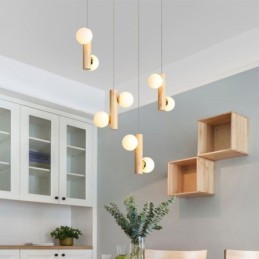 Lámpara colgante de madera Magic Bean Cluster, lámpara de techo tipo isla