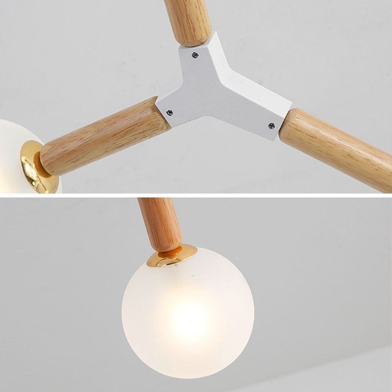 Lámpara colgante nórdica Magic Bean, iluminación creativa de madera