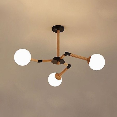 Lámpara colgante nórdica Magic Bean, lámpara creativa de madera