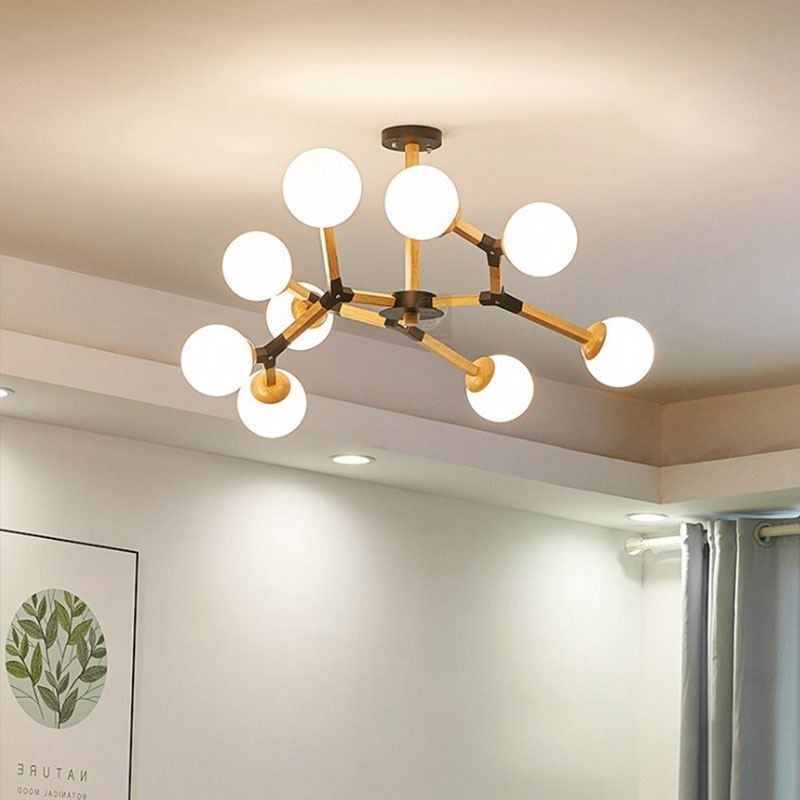 Lámpara colgante nórdica Magic Bean, lámpara creativa de madera