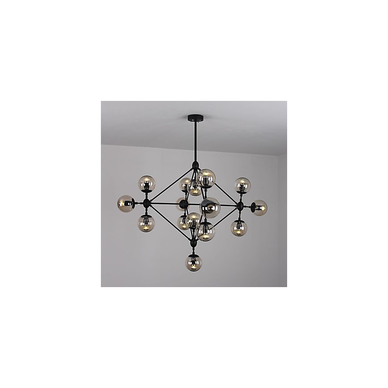 Lámpara de araña de 15 luces con bola de cristal, estilo retro, para exteriores, garaje y metal.