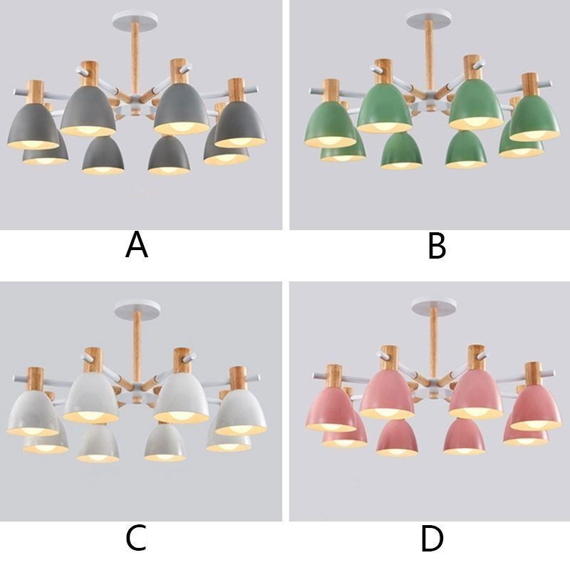 Lámpara colgante moderna y sencilla de macarrón, iluminación creativa de madera