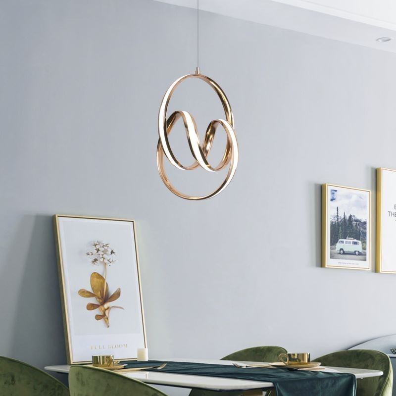 Lámpara colgante minimalista moderna con diseño circular único y forma de isla.