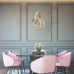 Lámpara colgante minimalista moderna con diseño circular único y forma de isla.