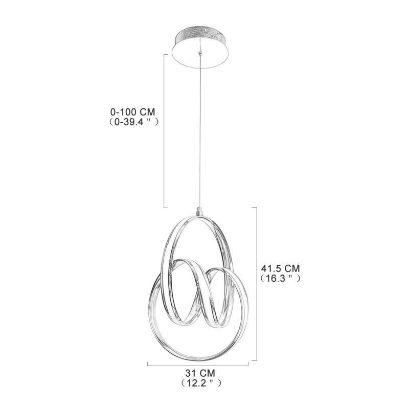 Lámpara colgante minimalista moderna con diseño circular único y forma de isla.