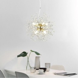 Lámpara colgante de cristal de diente de león, elegante lámpara de araña