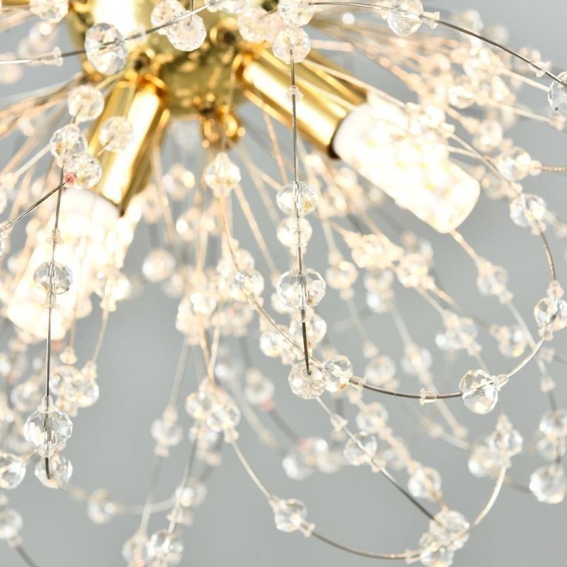 Lámpara colgante de cristal de diente de león, elegante lámpara de araña