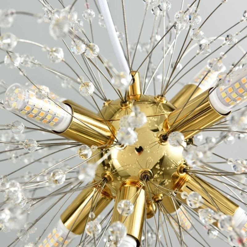 Lámpara colgante de cristal de diente de león, elegante lámpara de araña