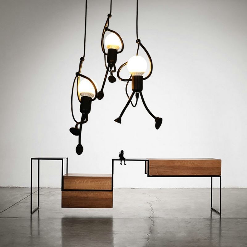 Lámpara colgante moderna con forma de hombrecito creativa, lámpara individual para el hogar