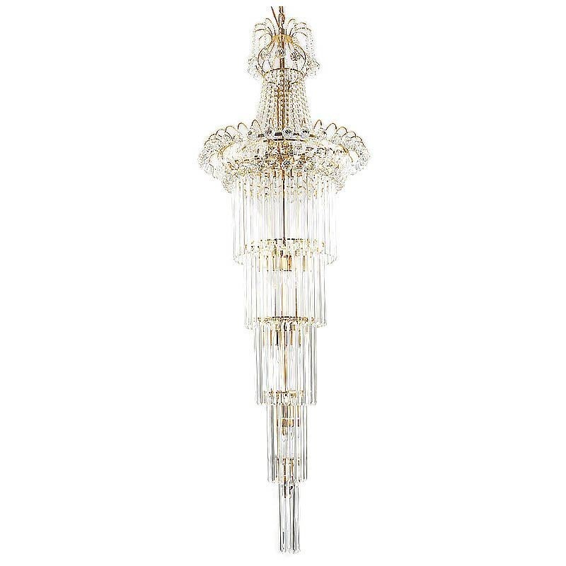 Elegante lámpara colgante larga de cristal