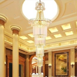 Elegante lámpara colgante larga de cristal