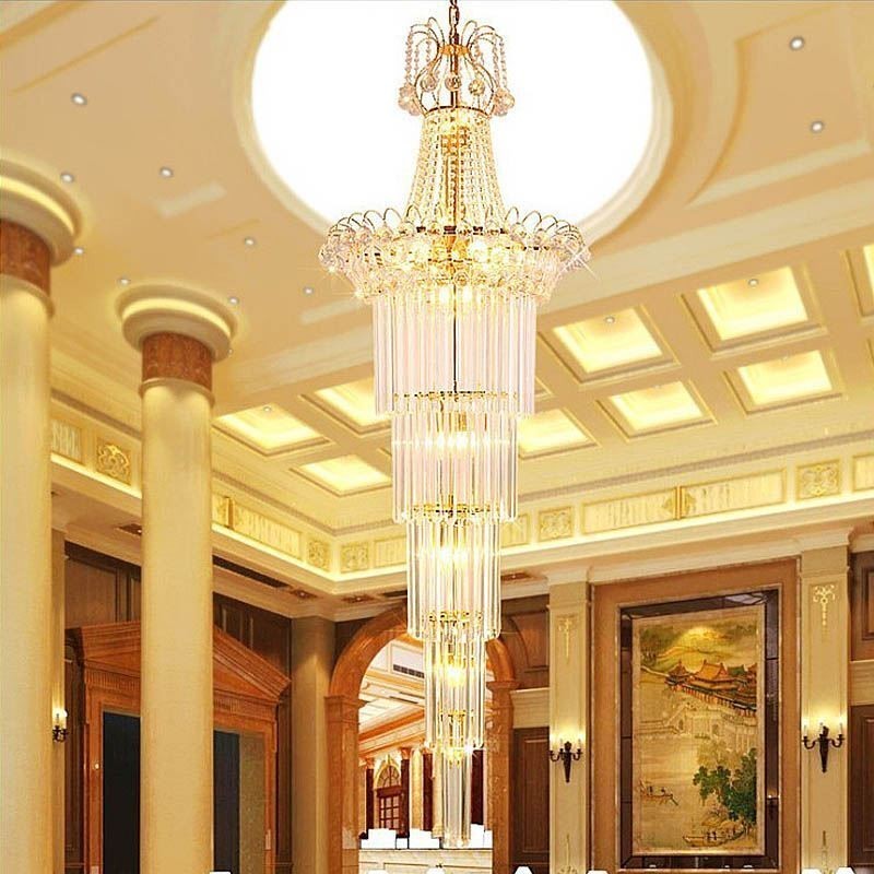 Elegante lámpara colgante larga de cristal