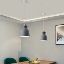 Lámpara colgante nórdica de metal con forma de cúpula y colores macarrones