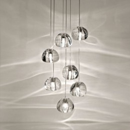 Lámpara colgante moderna de cristal en racimo, pantalla de cristal única, escalera dúplex