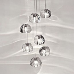 Lámpara colgante moderna de cristal en racimo, pantalla de cristal única, escalera dúplex