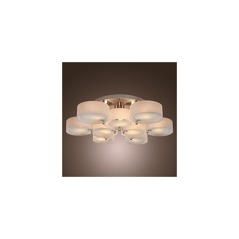 Lámpara de araña moderna contemporánea de metal cromado con montaje empotrado