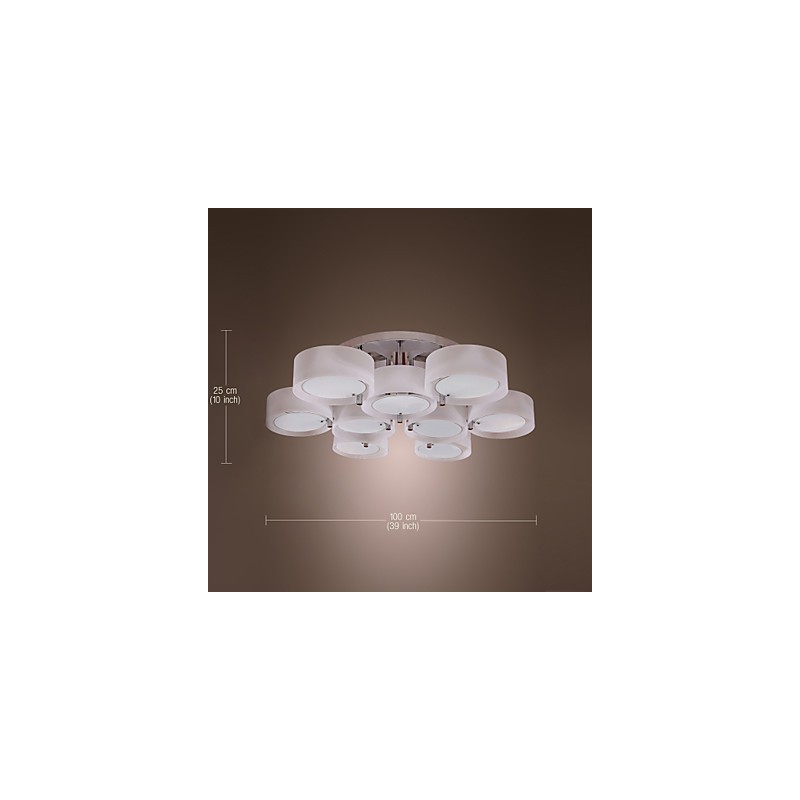 Lámpara de araña moderna contemporánea de metal cromado con montaje empotrado