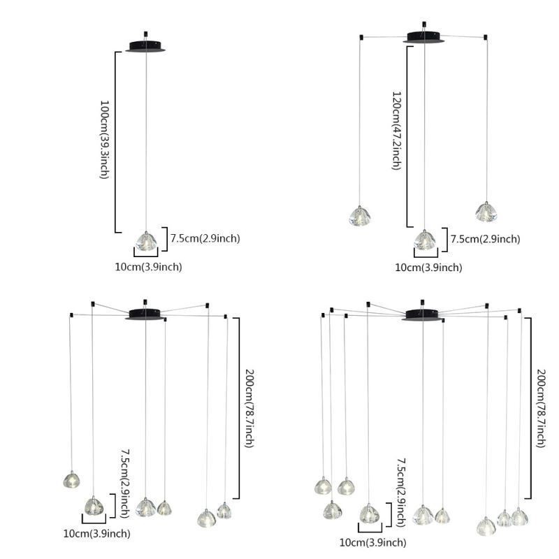 Lámpara colgante moderna de cristal, lámpara de iluminación para el hogar