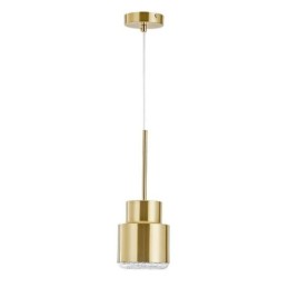 Lámpara colgante de vidrio posmoderno, lámpara cilíndrica dorada, iluminación brillante.