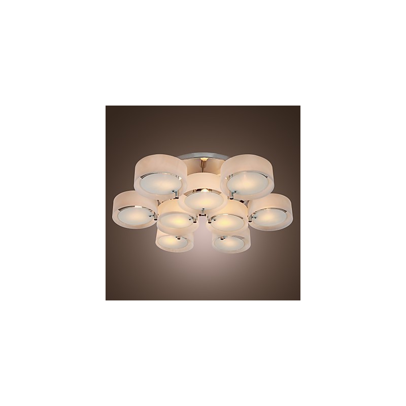 Lámpara de araña moderna contemporánea de metal cromado con montaje empotrado