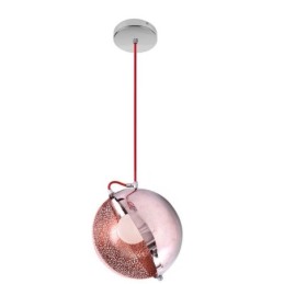 Lámpara colgante moderna de oro rosa con pantalla de cristal semicircular, luz decorativa para cafetería