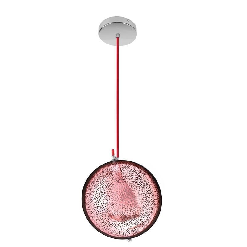 Lámpara colgante moderna de oro rosa con pantalla de cristal semicircular, luz decorativa para cafetería