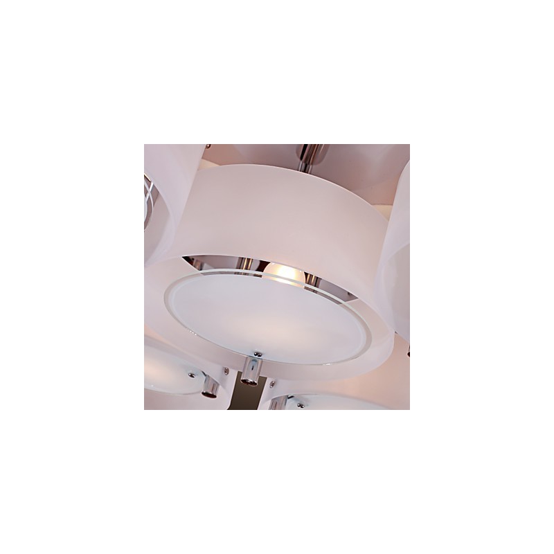 Lámpara de araña moderna contemporánea de metal cromado con montaje empotrado