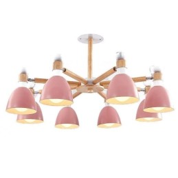 Lámpara colgante nórdica Macaron, lámpara de araña creativa de madera