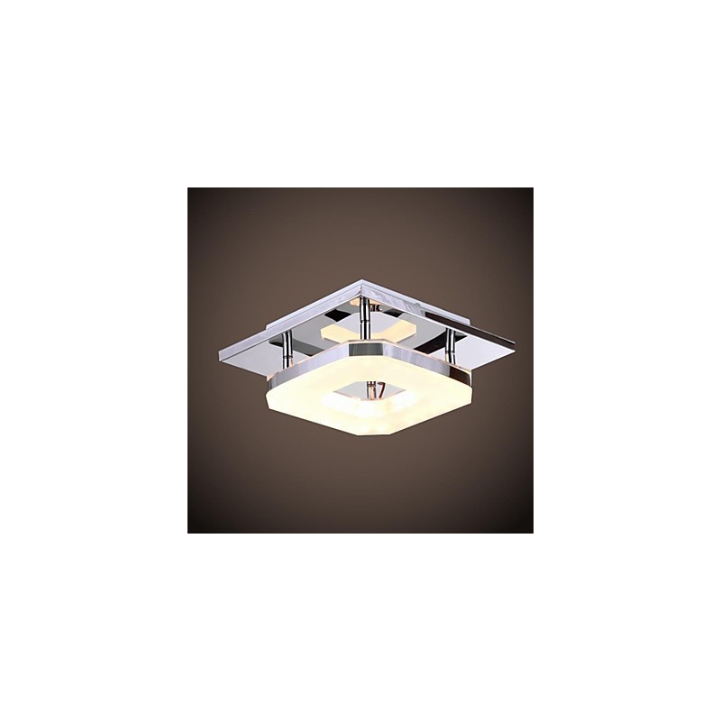 Plafón acrílico de 1 luz, moderno, galvanizado, de acero inoxidable