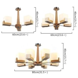 Lámpara colgante nórdica de madera con pantalla de cristal